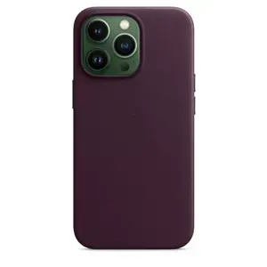 Кожаный чехол MagSafe для iPhone 13 Pro / На Айфон 13 Про / Leather Case with MagSafe / Бордовый / Dark Cherry
