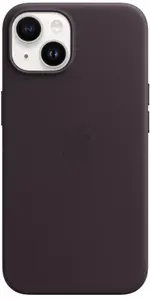 Кожаный чехол MagSafe для iPhone 14 / Leather Case with MagSafe на Айфон 14 / Бордовый / Elderberry