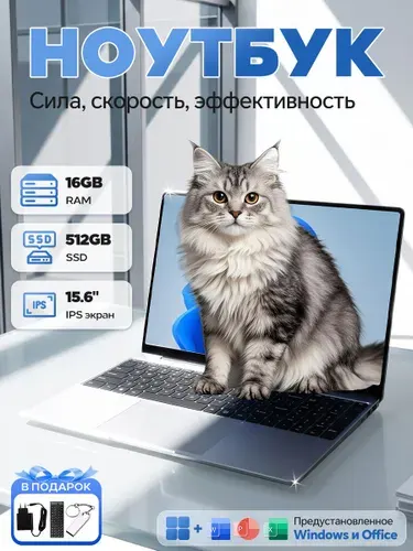 Levoneon Ноутбук 15.6", RAM 16 ГБ, SSD 512 ГБ, Intel HD Graphics 520, Windows Pro, серебристый, Английская раскладка