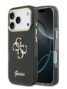 Чехол Guess IML на iPhone 17 Pro с силиконовым бампером, с металлическим лого 4G Big metal, черный