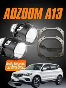 Aozoom A13 NEW. Bi led линзы автомобильные в фары ближнего и дальнего света. Geely Emgrand X7 2018-2021. Би лед светодиодный модуль для авто 3 дюйма Джили Эмгранд Х7