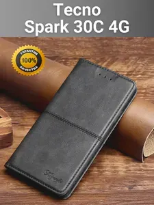 Чехол книжка elitcase на Tecno Spark 30C 4G / Техно Спарк 30С 4G (Черная)