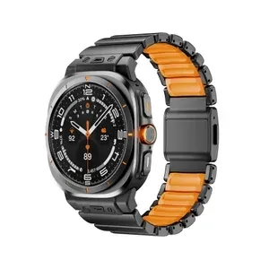 Новый титановый + силиконовый магнитный ремешок подходит для Samsung Galaxy Ultra 47 мм и Watch 8 40/44 мм/8 Classic 46 мм серии