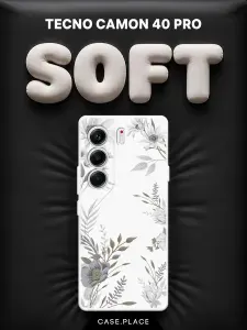 Чехол на Tecno Camon 40 Pro 4G Soft Touch с принтом "Цветы сепия"