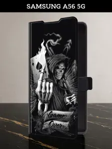 Чехол-книжка на Samsung A56 5G (Самсунг А56 5G) с картой и принтом "Конец игры"