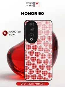 Стеклянный чехол на Хонор 90 с сердечками
