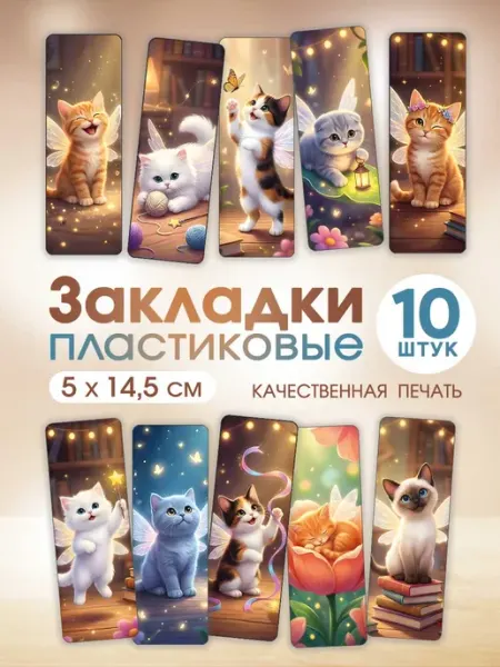 СтильМаркет Закладки для книг и учебников пластик набор 10 шт