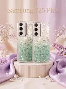 Чехол противоударный для Samsung S25 Plus , Блестками Зеленый