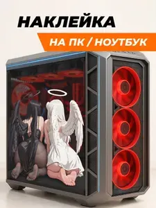 Наклейки на ноутбук и пк - Ангел и Демон арт эстетика аниме / наклейки на пк корпус компьютера добро и зло UCARD