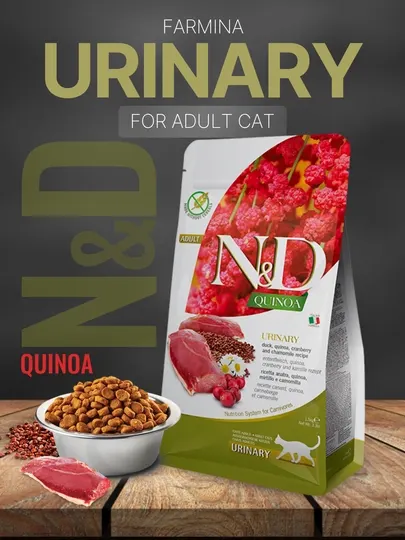 Беззерновой сухой корм Farmina N&D QUINOA Urinary, профилактика мочеполовой системы, 5 кг