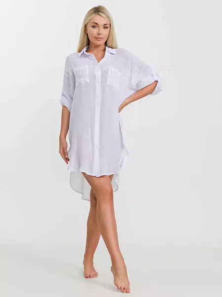 H&N FASHION OPT Туника пляжная летняя на купальник оверсайз рубашка