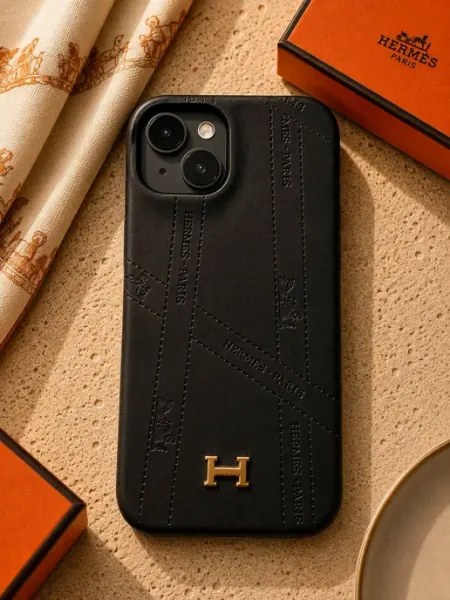 Чехол на iPhone 13 в стиле Hermes с логотипом H Liamoon