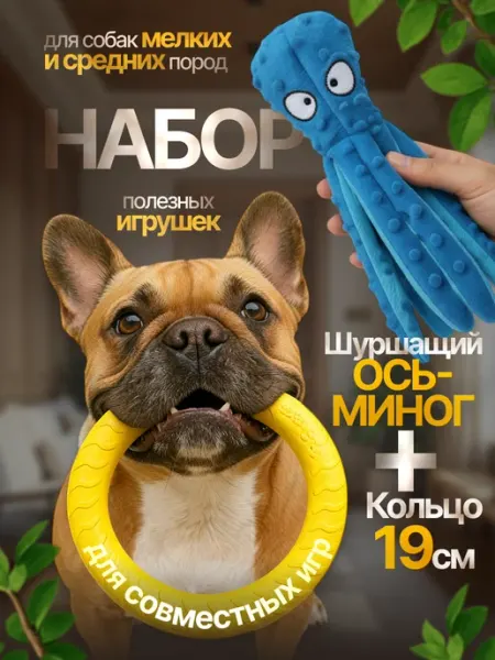 Набор игрушек для собак кольцо пуллер 19 см и осьминог iCorgi