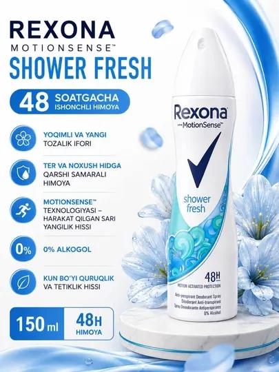 Дезодорант-спрей Rexona MotionSense Biorythm для женщин, 150 мл - Женские дезодоранты и антиперспиранты