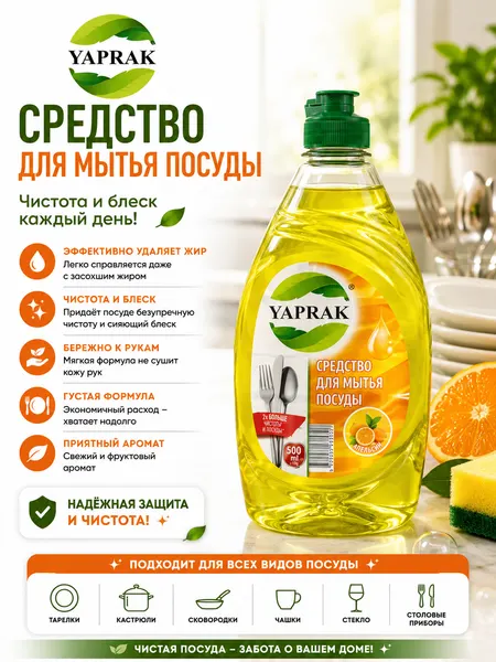 Средство для мытья посуды Лимон 0.5 л "Yaprak"