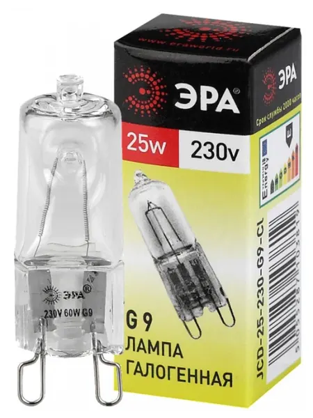 Лампа галогенная G9-JCD-25-230V-Cl 25Вт капсула G9 230В Эра C0027376