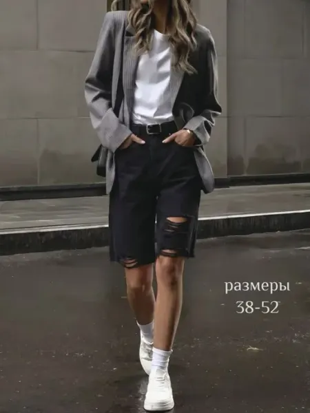 Feimailis Шорты джинсовые бермуды рваные