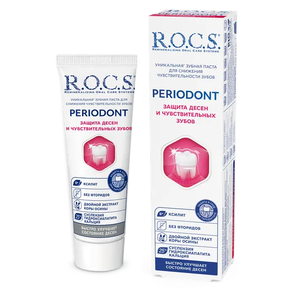 Зубная паста R.O.C.S. PERIODONT, уменьшает кровоточивость десен, 94 гр
