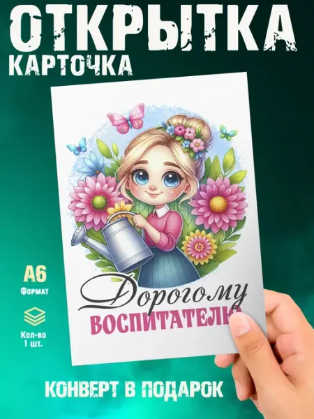 Открытка Выпускной. Дорогому воспитателю Малина-принт. Типография