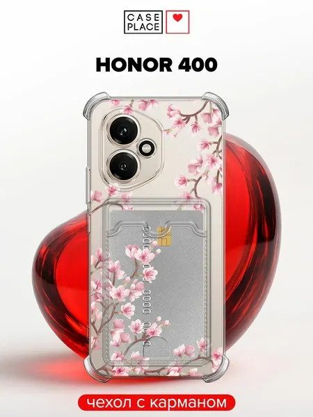 Чехол на Honor 400 (Хонор 400) с картой и принтом Весенняя сакура