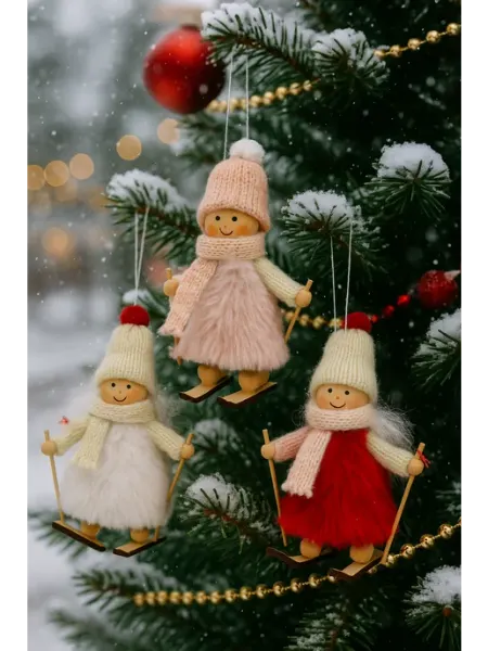 Новогодние елочные игрушки девочки лыжницы HNY BRAND