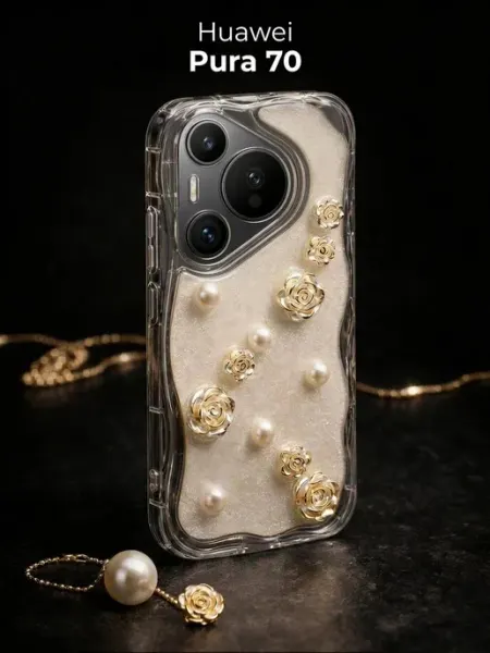 Чехол с розами и жемчугом на Huawei Pura 70 РИНОФОН