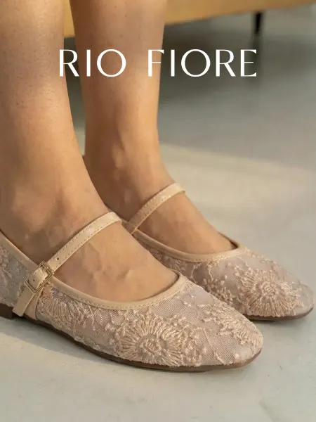 Rio Fiore Балетки мери джейн текстильные с вышивкой кружевные сетка