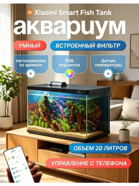 Умный аквариум для рыб Smart Fish Tank 20 л
