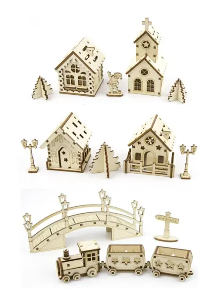 Новогодние елочные игрушки из дерева Паровозик-1 KremWood