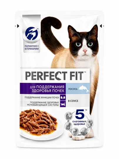 Влажный корм Perfect Fit для поддержания здоровья почек, лосось в соусе
