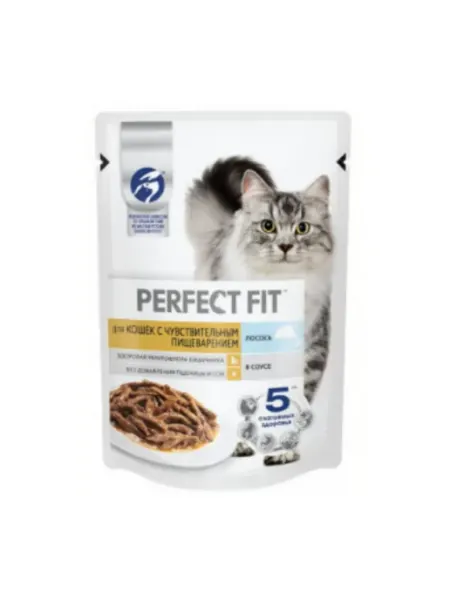 Perfect Fit для кошек пищеварение с лососем в соусе 75гр