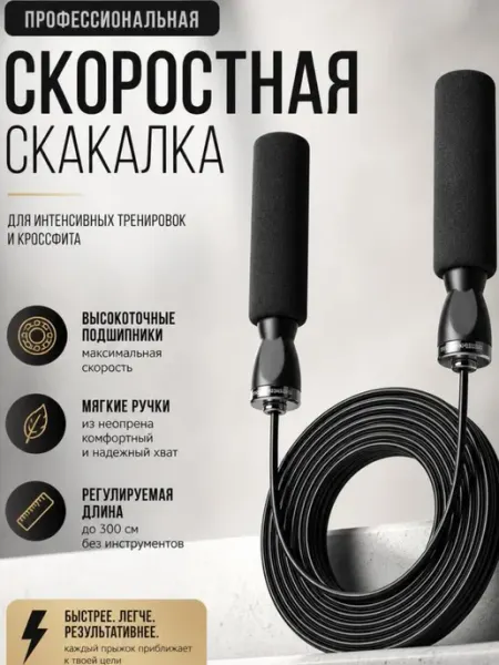 SPORT OF FIT Спортивная скакалка скоростная взрослая для мужчин и женщин