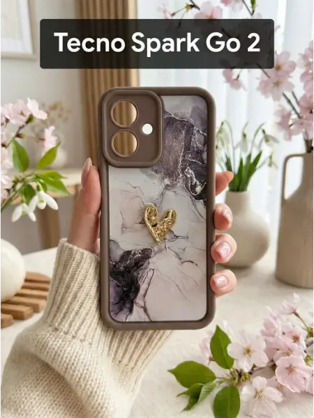 Чехол на Tecno Spark Go 2 Мрамор CRAZY CAT