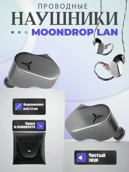 Проводные наушники LAN, серый MoonDrop