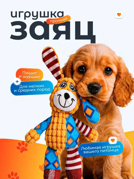Игрушка для собак и щенков с пищалкой - Заяц