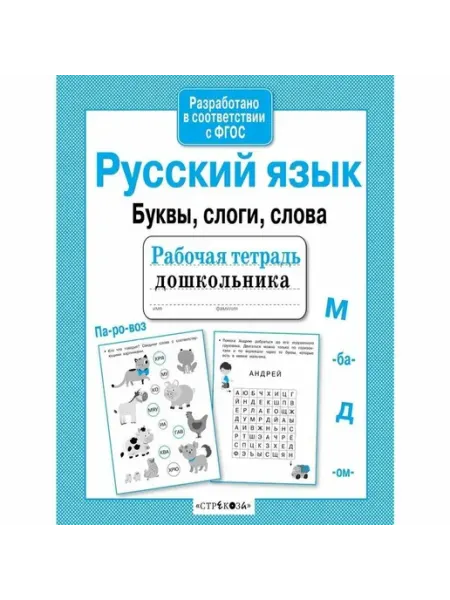 Рабочая тетрадь дошкольника. Русский язык. Буквы, слоги Стрекоза