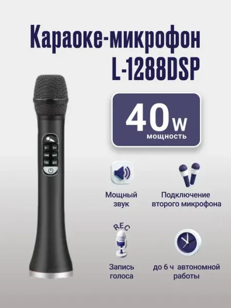 Профессиональный караоке-микрофон L-1288DSP 40w, черный