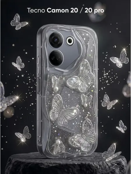 Чехол с бабочками на Tecno Camon 20, Tecno Camon 20 Pro ЧЕХОЛБЕРИ