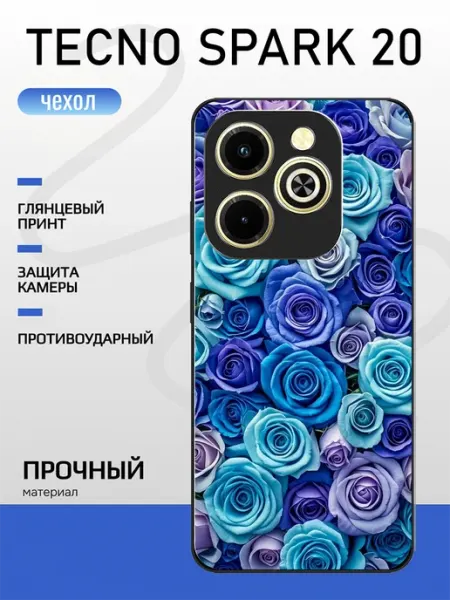 Чехол на Tecno Spark 20 розы pushkacase