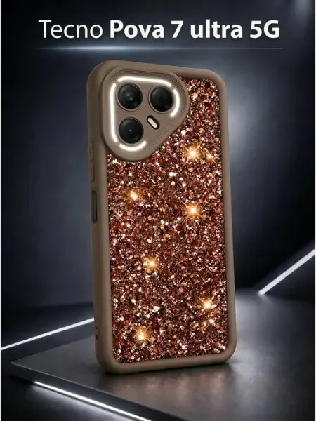 Чехол на Tecno Pova 7 Ultra 5G защитный с блёстками ЧЕХОЛБЕРИ