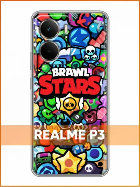 Чехол на Realme P3 с принтом Brawl Stars Case Face