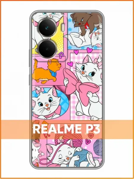 Чехол на Realme P3 с принтом Коты коллаж Case Face