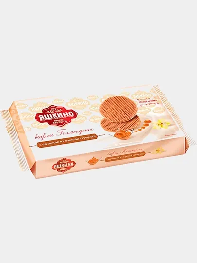 Вафли Яшкино, с варёной сгущёнкой, 290 г - Пряники, вафли