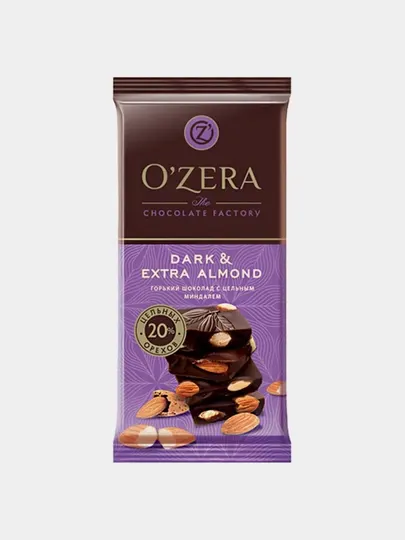 Шоколад O`Zera горький Dark & Extra Almond O"Zera 90г - Шоколад