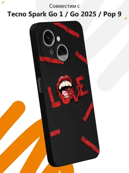 Чехол на Tecno Spark Go 1 Go 2025 Pop 9 с принтом Love Мобилиус