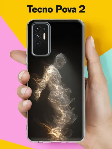 Чехол на Pova 2 с принтом Огненный силуэт в движении TECNO