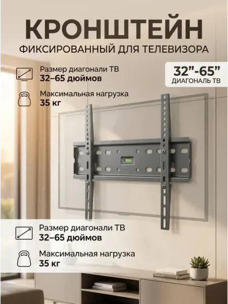 Крепление для телевизора на стену кронштейн 32-65 дюймов Ultramounts-QB