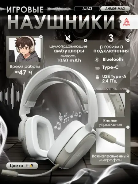 Наушники беспроводные с микрофоном AJAZZ
