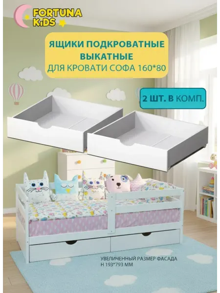 Fortuna_kids Ящики 2 шт. под детскую кровать160х80 на колесиках