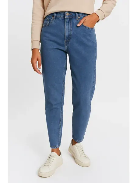 FoxyDenim Джинсы бананы с высокой посадкой